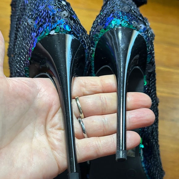 Mermaid Green and Black Sequin Ankle Booties - Picture 6 of 10